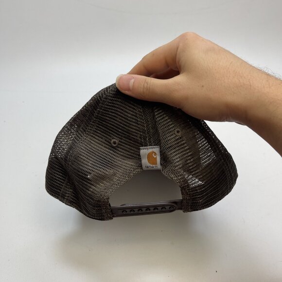 Carhartt Force Canvas Mesh-Back Logo Graphic SnapBack Trucker Hat Grey / Green - Picture 8 of 10